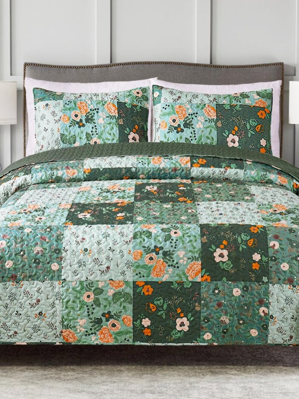 Reversible Boho Quilts Queen Size Green